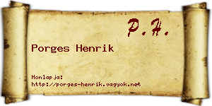 Porges Henrik névjegykártya